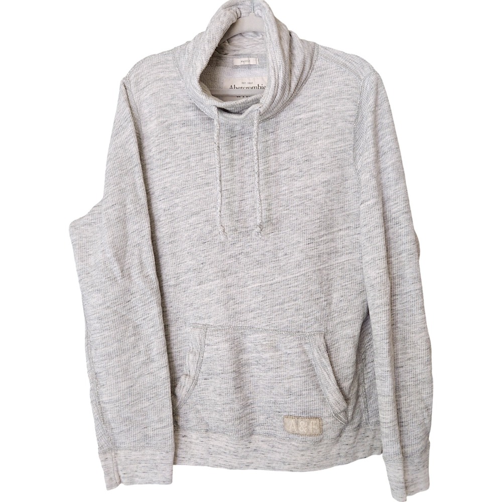 Abercrombie & Fitch Y2K Muscle Fit Gray Pullover Sweatshirt Mens Large Waffle Kn